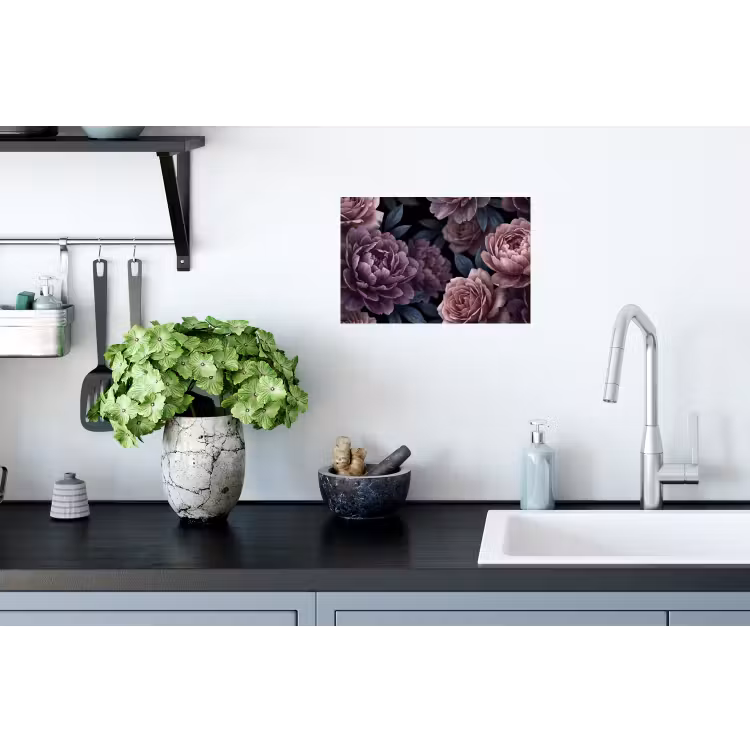 Muursticker - Bloemen - Patroon - Donker - Botanisch - Paars — 2