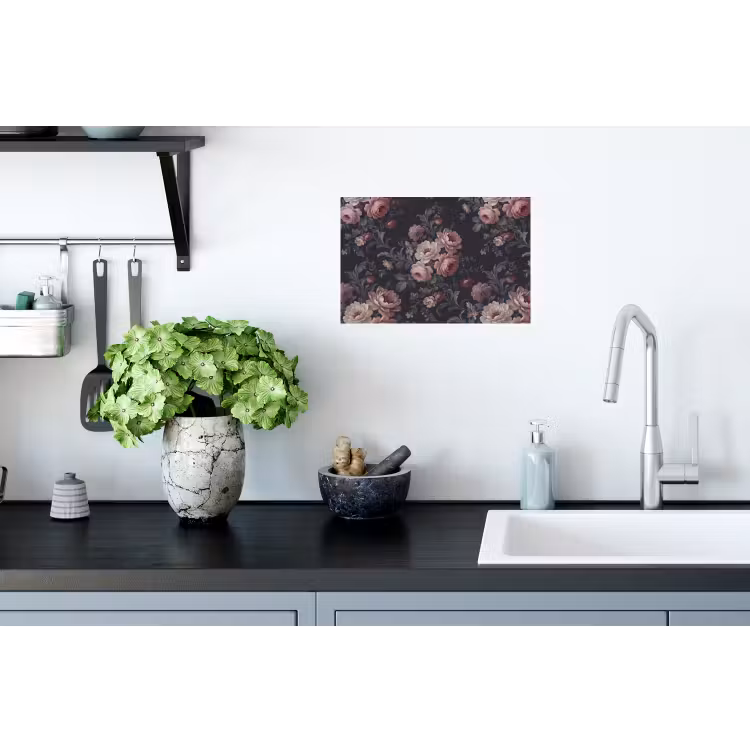 Muursticker - Bloemen - Patroon - Sierlijk - Roze - Donker — 2