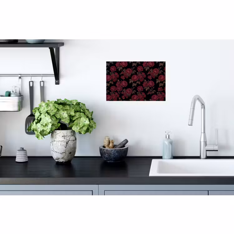 Muursticker - Bloemen - Roos - Patroon - Klassiek - Rood — 2
