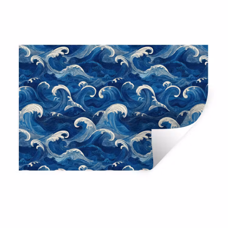 Muursticker - Japans - Oceaan - Golven - Blauw — 1