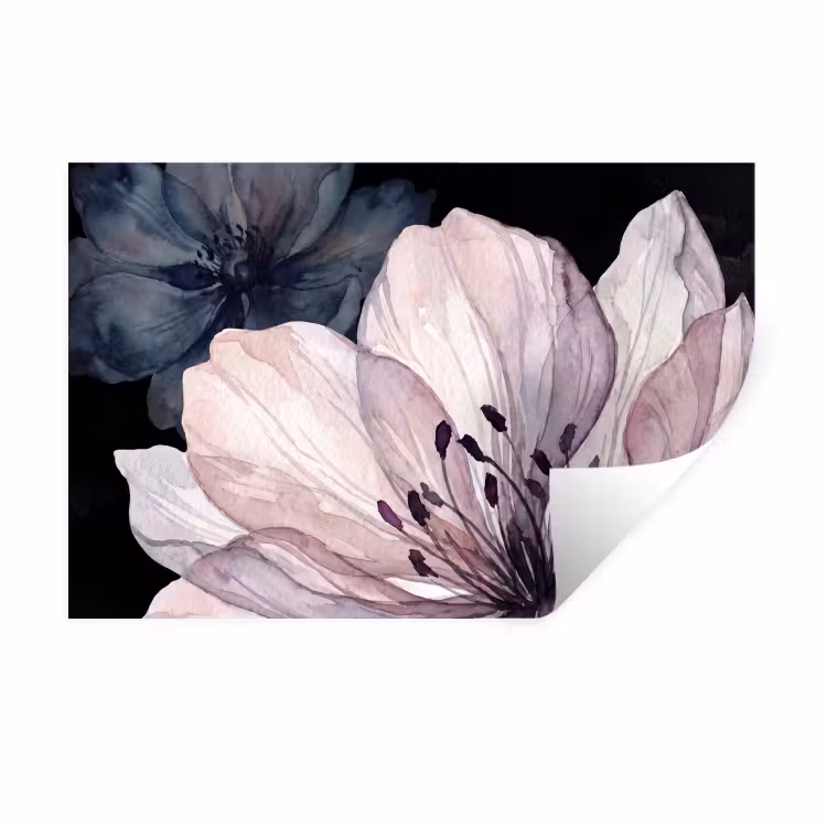 Muursticker - Bloemen - Aquarel - Modern - Roze - Donker — 1