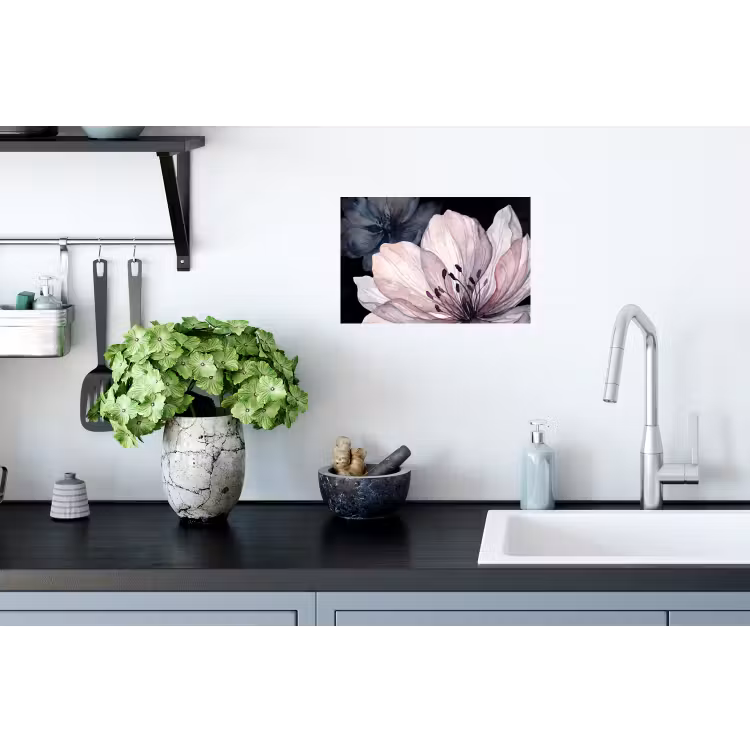 Muursticker - Bloemen - Aquarel - Modern - Roze - Donker — 2