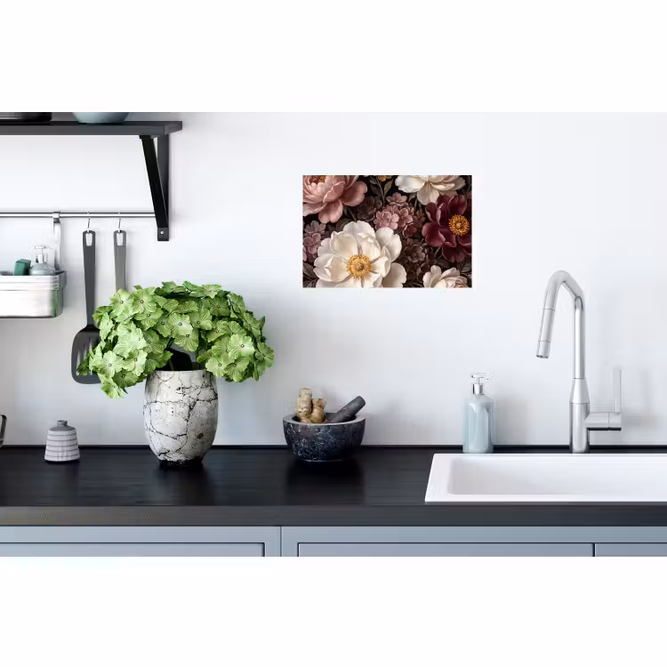 Muursticker - Bloemen - Boeket - Klassiek - Donker - Rood — 2