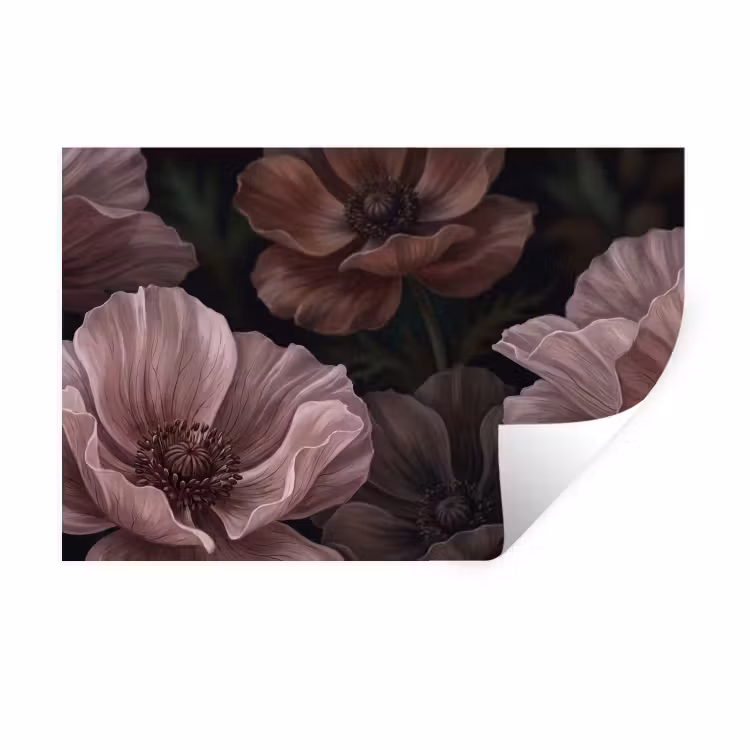Muursticker - Bloemen - Natuur - Roze - Donker - Modern — 1