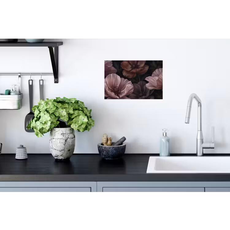 Muursticker - Bloemen - Natuur - Roze - Donker - Modern — 2