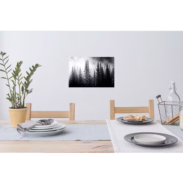 Muursticker - Bos - Mist - Winter - Monochroom - Natuur — 3