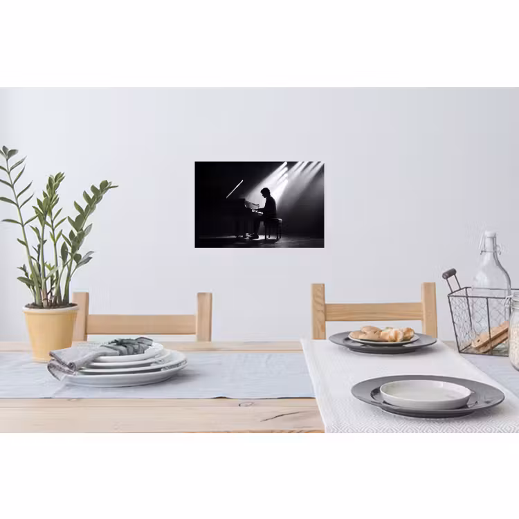 Muursticker - Persoon - Piano - Muziek - Zwart-wit - Podium — 3