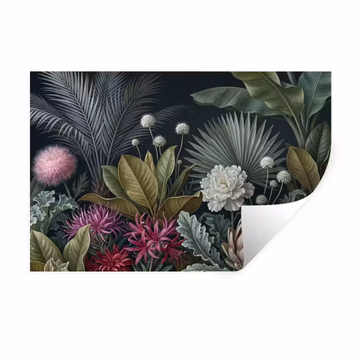 Muursticker - Planten - Tropisch - Botanisch - Donker - Groen — 1