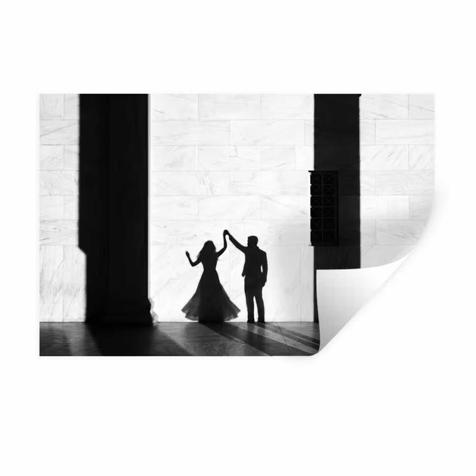 Muursticker - Mensen - Schaduw - Dans - Zwart-wit - Liefde — 1
