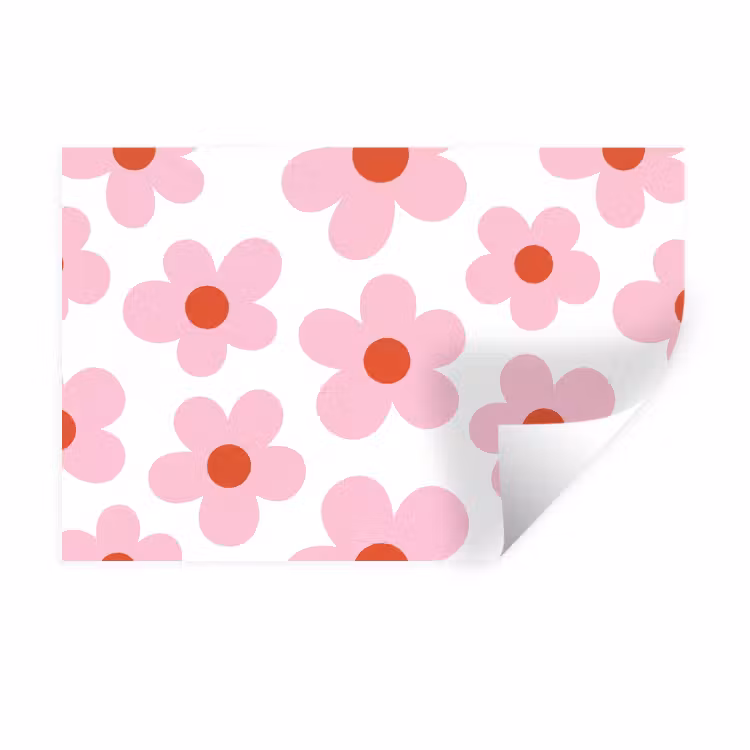 Muursticker - Bloemen - Patroon - Modern - Roze - Wit — 1