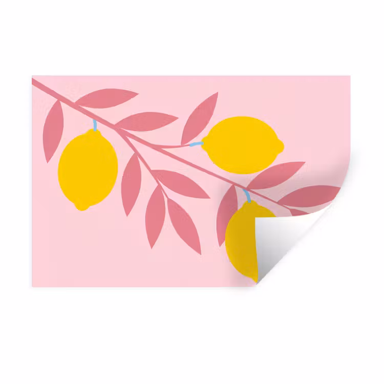 Muursticker - Fruit - Tak - Natuur - Abstract - Roze — 1