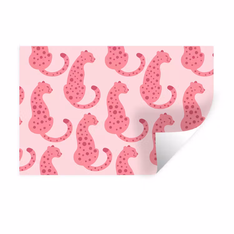 Muursticker - Kat - Gevlekt - Dieren - Patroon - Roze — 1