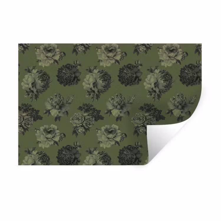 Muursticker - Klassiek - botanisch - Olijfgroen - Bloemen — 1