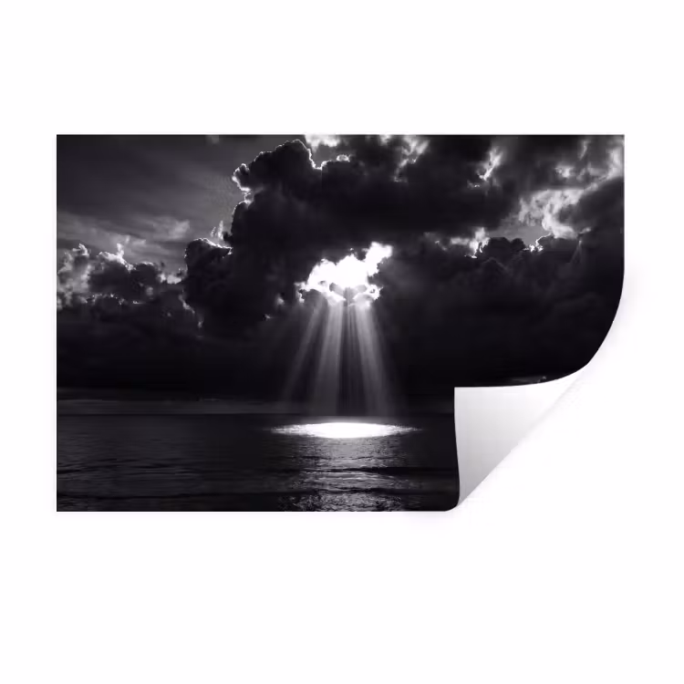 Muursticker - Licht - Wolken - Zee - Zwart-wit - Natuur — 1