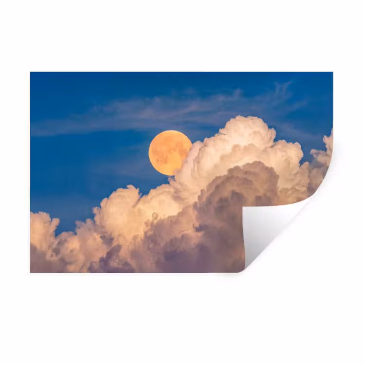 Muursticker - Maan - Wolken - Natuur - Oranje — 1