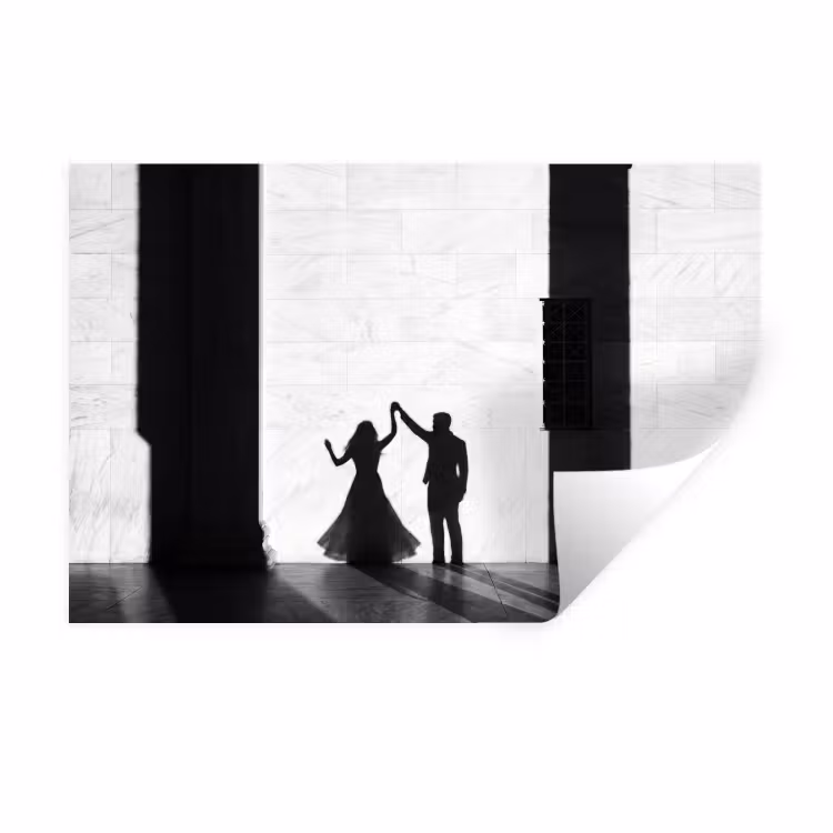 Muursticker - Mensen - Schaduw - Dans - Zwart-wit - Liefde — 1