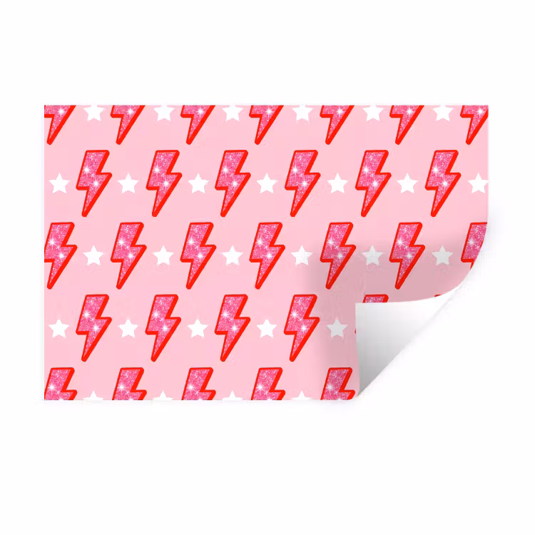 Muursticker - Patroon - Bliksem - Ster - Glitter - Roze — 1