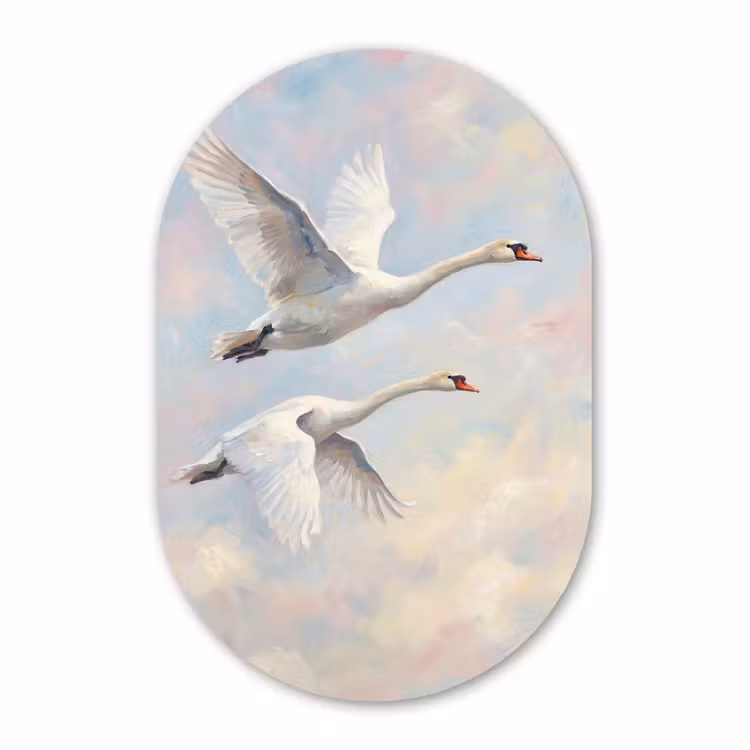 Muurovaal - Kunststof - Vogel - Vliegend - Lucht - Modern - Pastel — 3