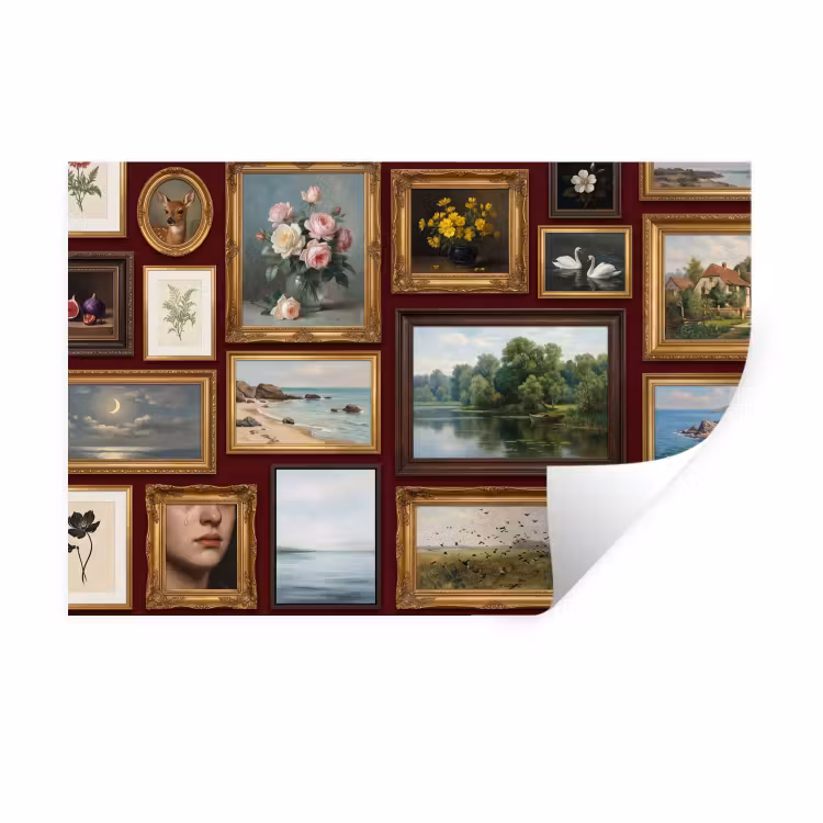 Muursticker - Bloemen - Vaas - Klassiek - Kunst - Rood — 1