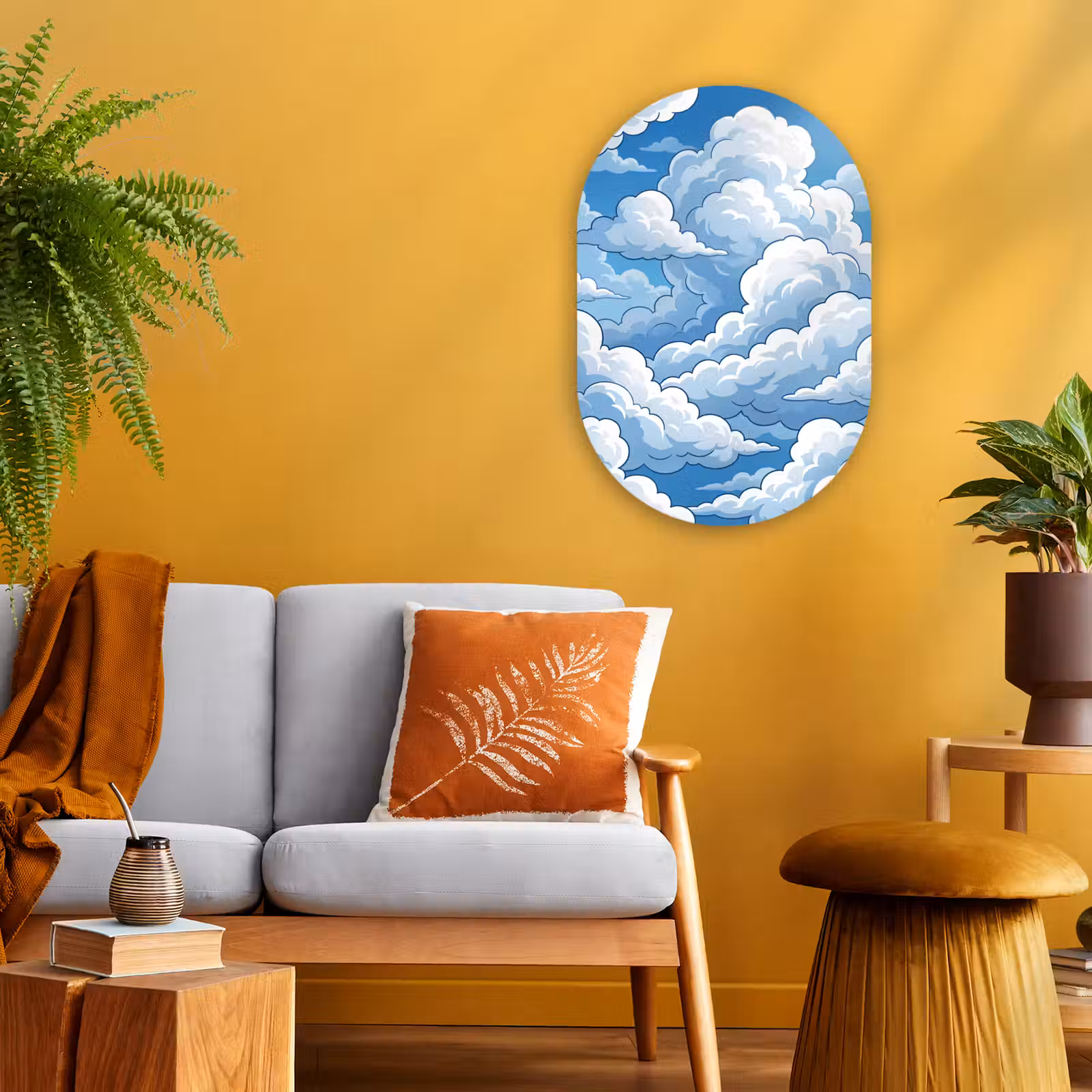 Muurovaal - Kunststof - Wolken - Hemel - Abstract - Wit — 1