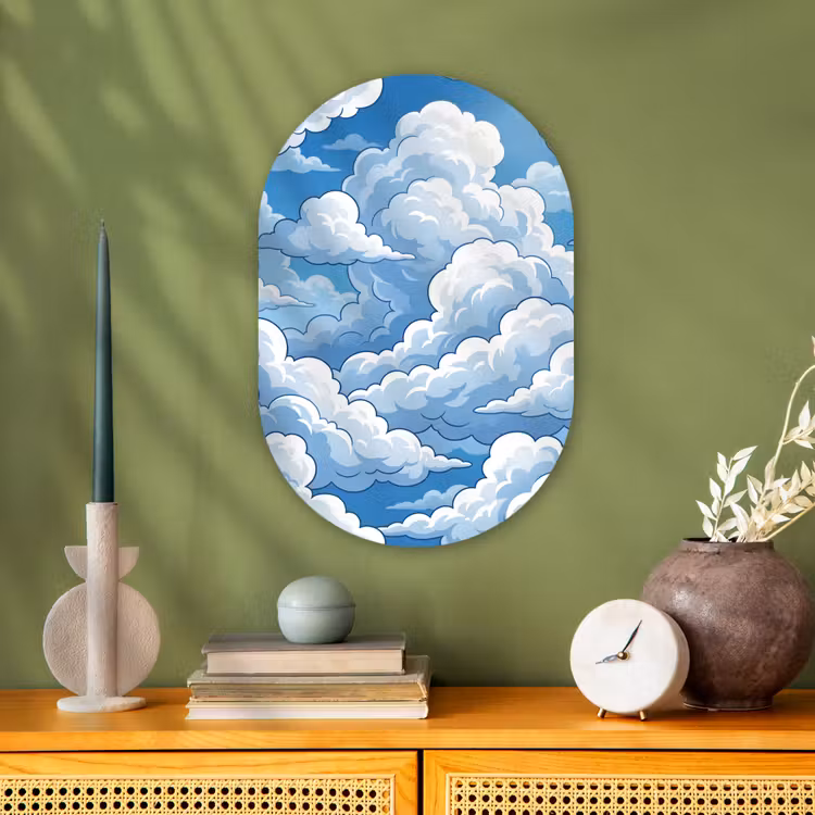 Muurovaal - Kunststof - Wolken - Hemel - Abstract - Wit — 2