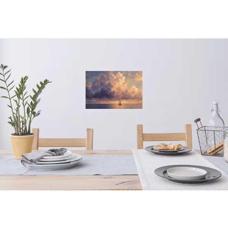 Muursticker - Boot - Zonsondergang - Zee - Natuur - Goud — 3