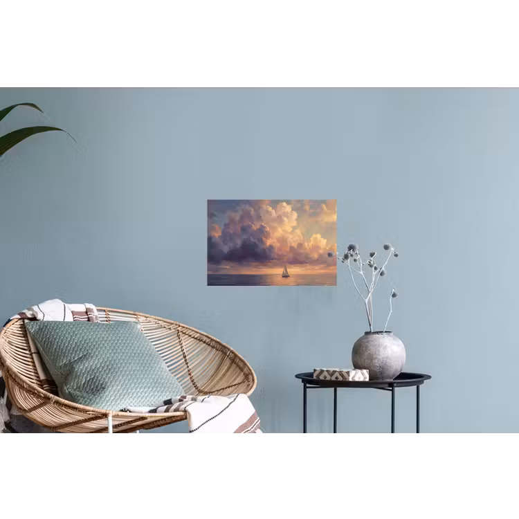 Muursticker - Boot - Zonsondergang - Zee - Natuur - Goud — 4