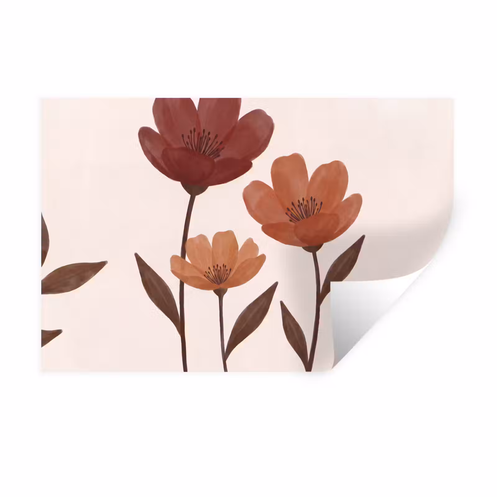 Muursticker - Bloemen - Abstract - Modern - Bruin - Decoratief — 1