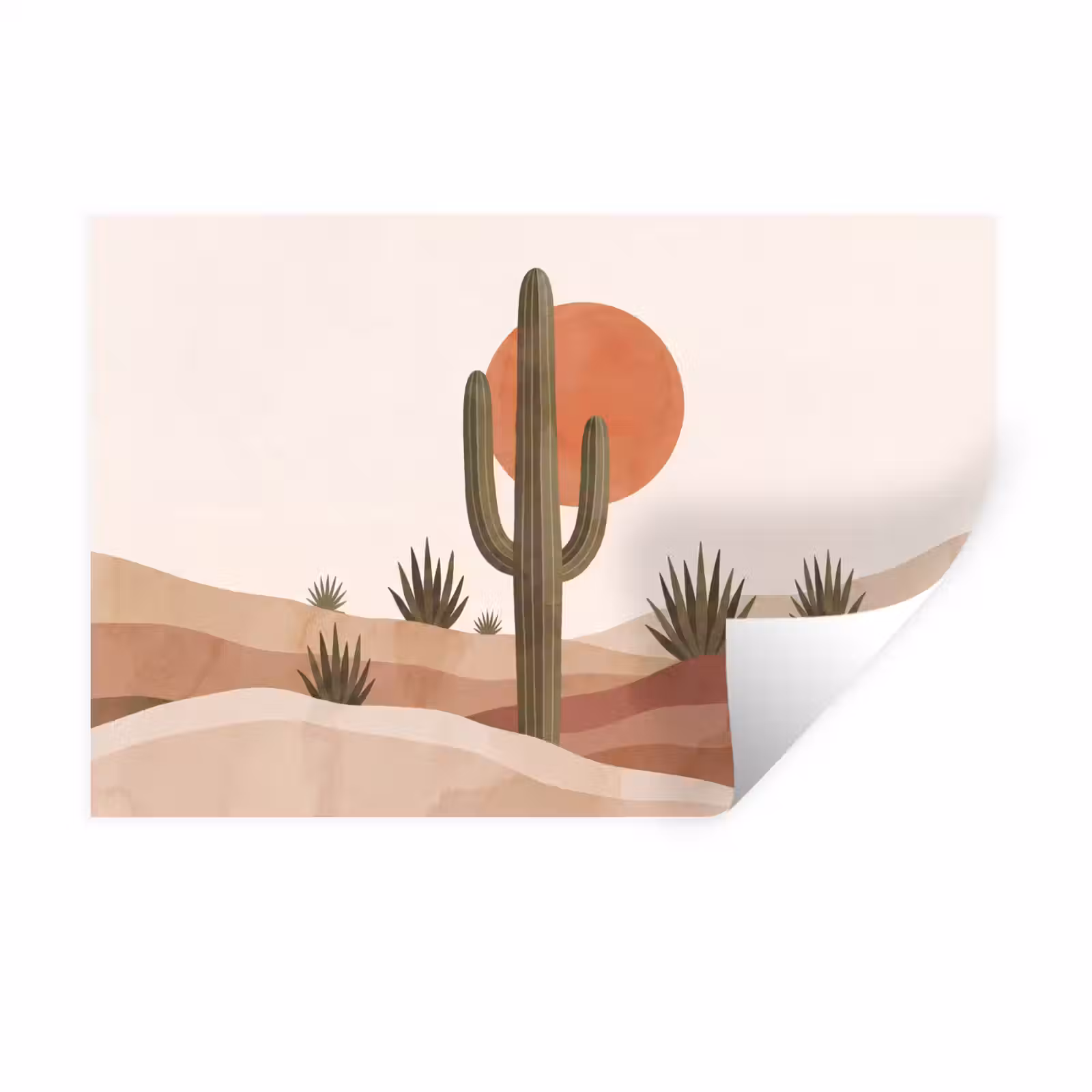 Muursticker - Cactus - Duinen - Modern - Landschap - Groen — 1