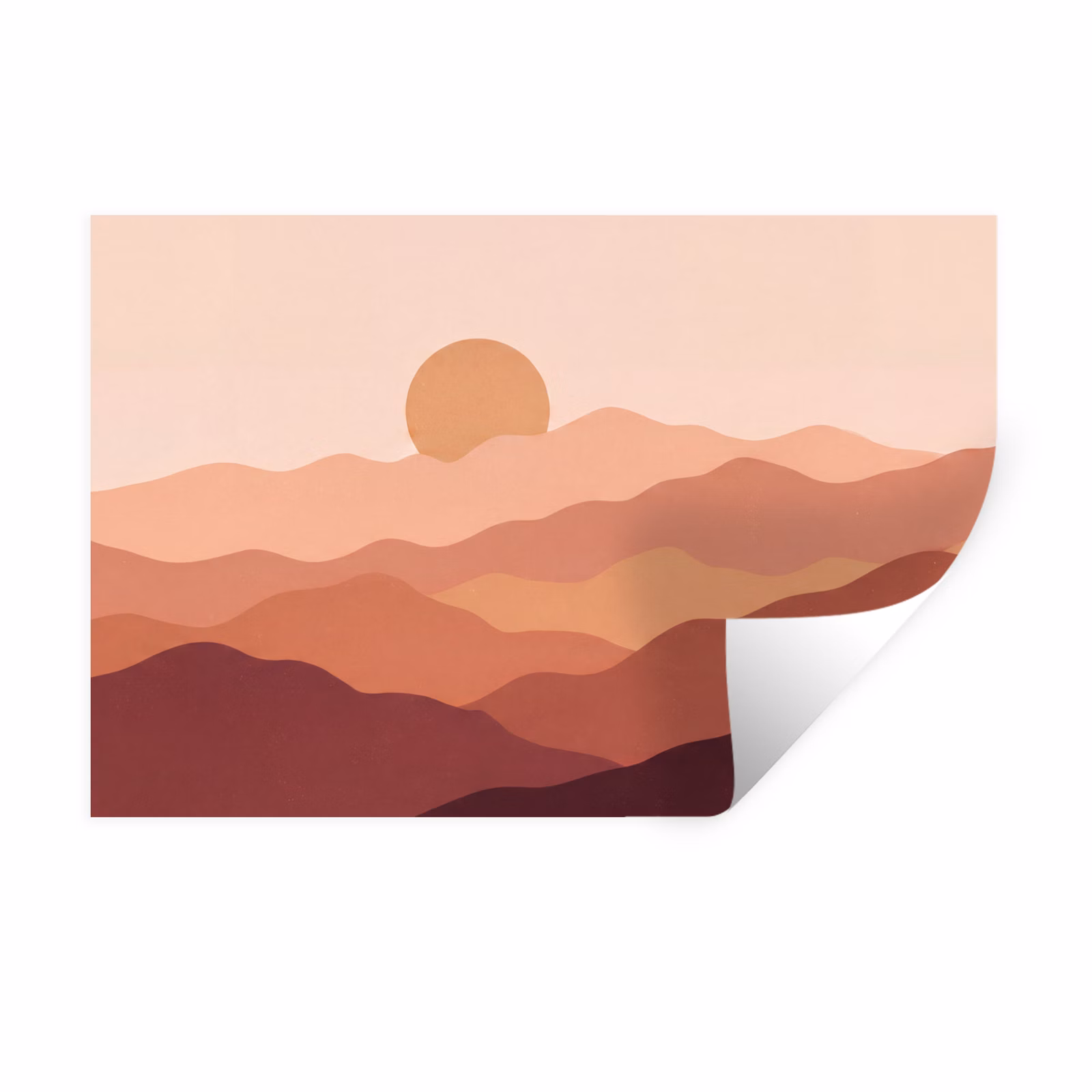 Muursticker - Natuur - Heuvels - Abstract - Modern - Oranje — 1