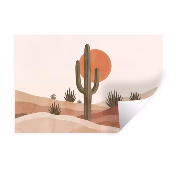 Muursticker - Cactus - Duinen - Modern - Landschap - Groen — 1