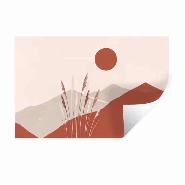 Muursticker - Gras - Landschap - Natuur - Abstract - Beige — 1