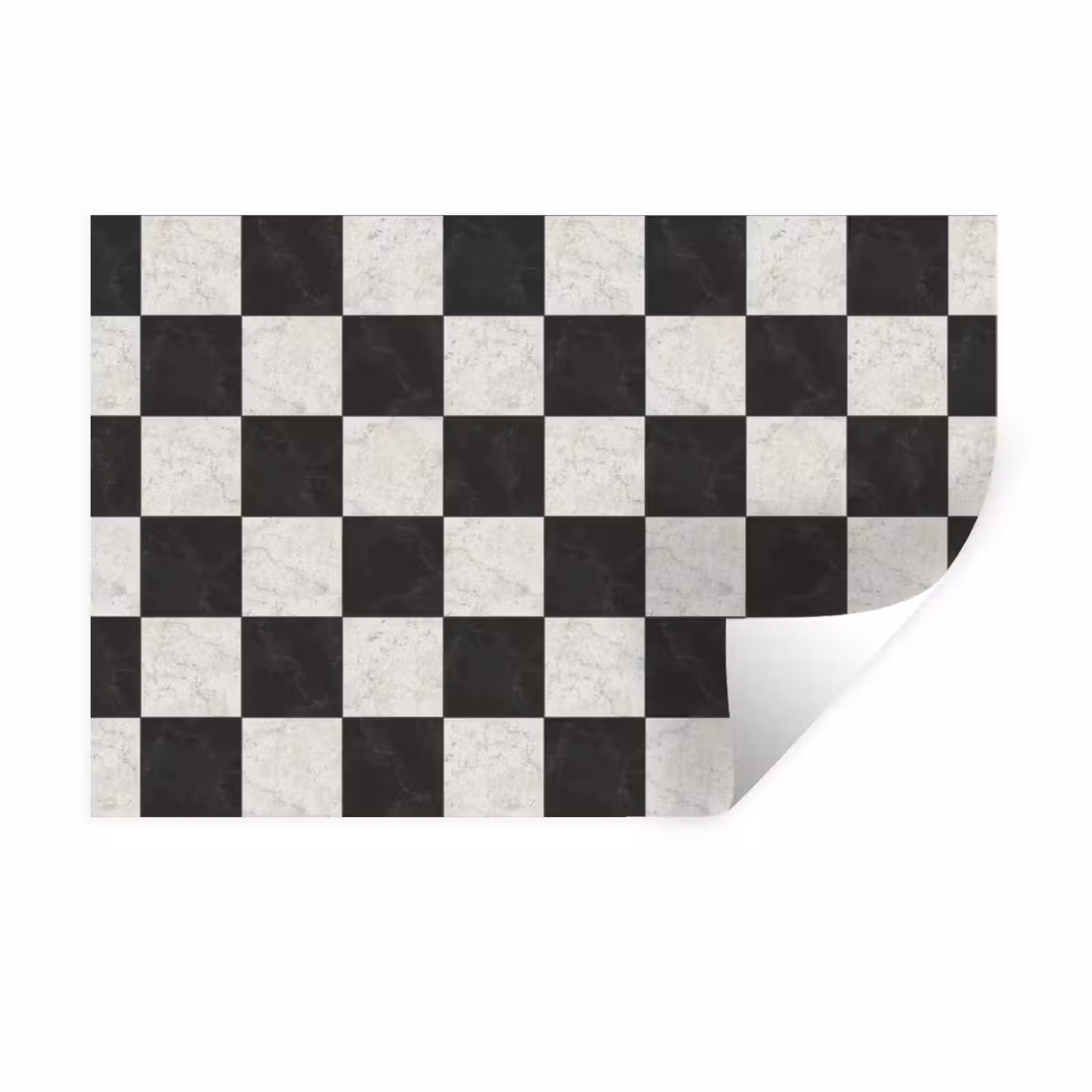 Muursticker - Dambord - Marmer - Zwart - Wit — 1