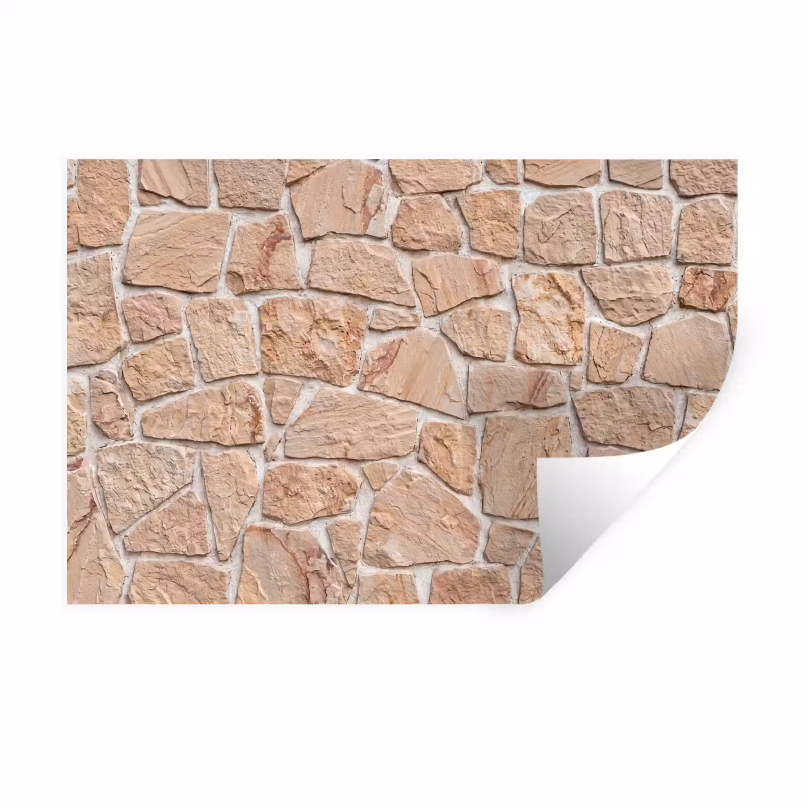 Muursticker - Muur - Steen - Patroon - Rustiek - Beige — 1