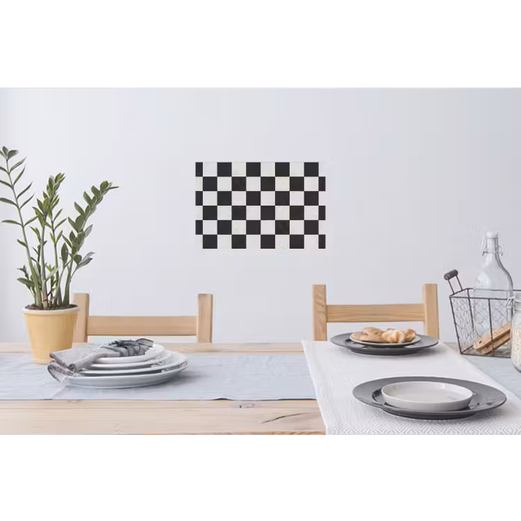 Muursticker - Dambord - Marmer - Zwart - Wit — 3
