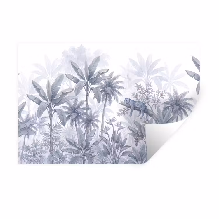 Muursticker - Kat - Tropisch bos - Modern - Grijs — 1