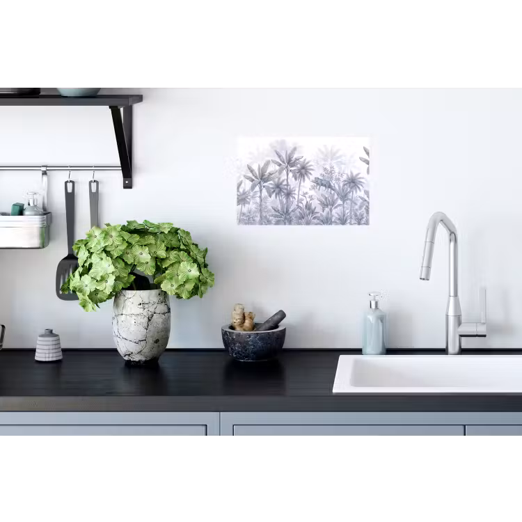 Muursticker - Kat - Tropisch bos - Modern - Grijs — 2