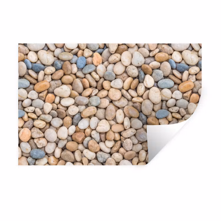 Muursticker - Kiezelstenen - Natuur - Textuur - Beige - Grijs — 1