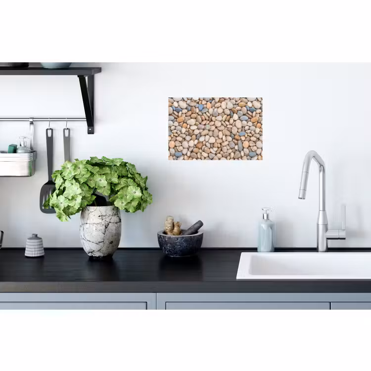 Muursticker - Kiezelstenen - Natuur - Textuur - Beige - Grijs — 2