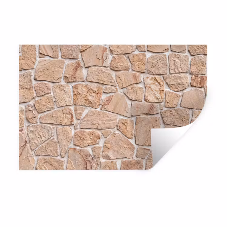 Muursticker - Muur - Steen - Patroon - Rustiek - Beige — 1