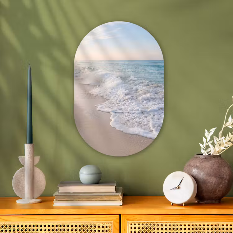 Muurovaal - Kunststof - Zee - Golven - Strand - Natuur - Wit — 2