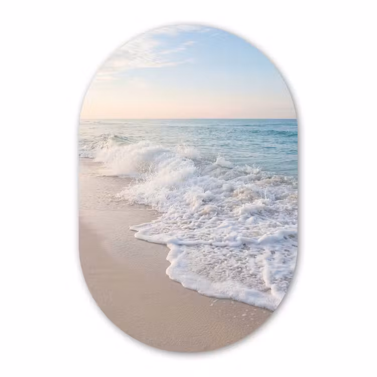Muurovaal - Kunststof - Zee - Golven - Strand - Natuur - Wit — 3