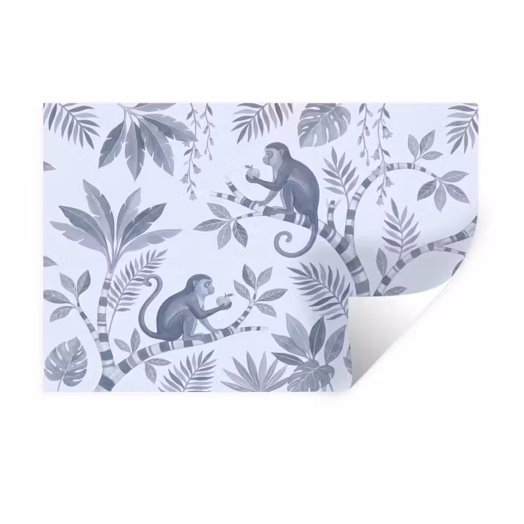 Muursticker - Aap - Boom - Bladeren - Jungle - Illustratie — 1