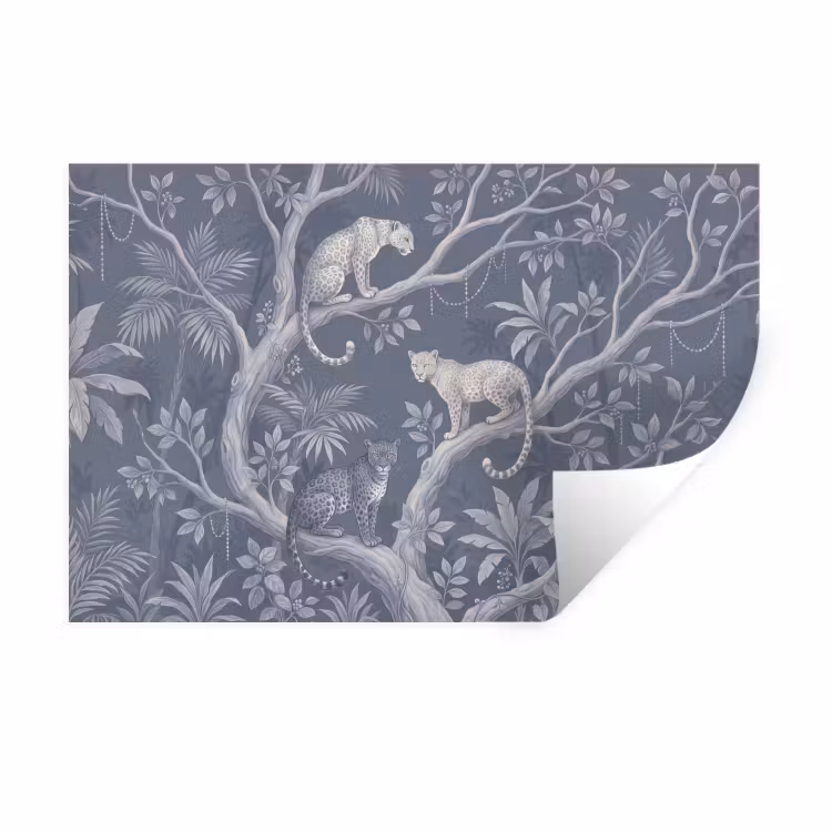 Muursticker - Dieren - Jungle - Illustratie - Bomen - Blauw — 1