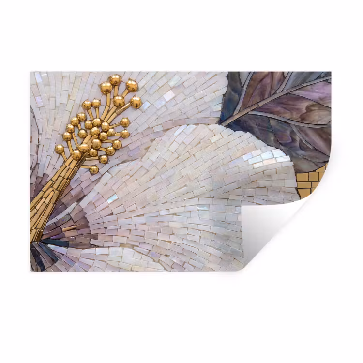 Muursticker - Bloemen - Mozaïek - Kunst - Modern - Goud — 1