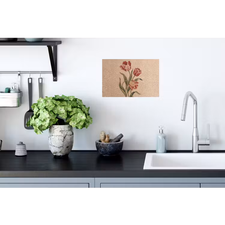 Muursticker - Bloemen - Mozaïek - Rood - Groen - Kunst — 2