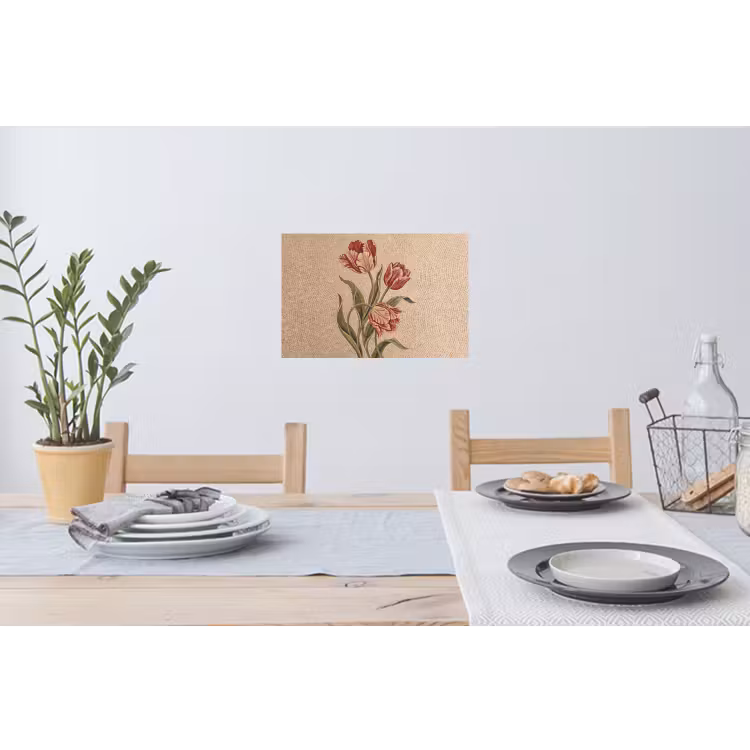 Muursticker - Bloemen - Mozaïek - Rood - Groen - Kunst — 3