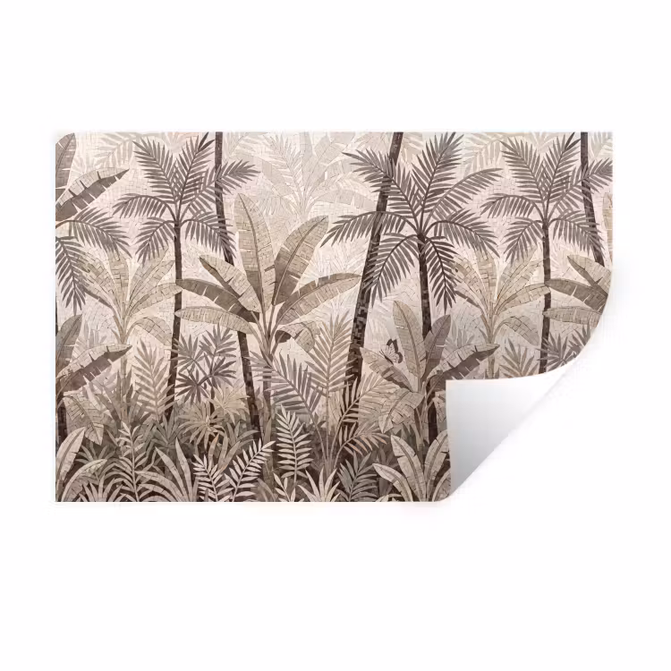 Muursticker - Natuur - Bladeren - Landschap - Mozaïek - Beige — 1