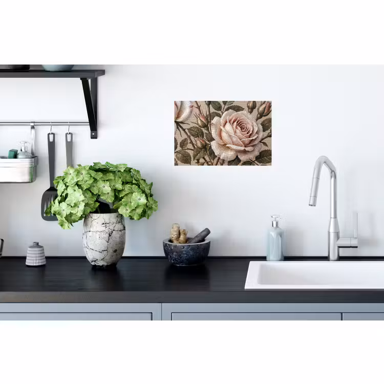 Muursticker - Roos - Mozaïek - Bloemen - Klassiek - Beige — 2