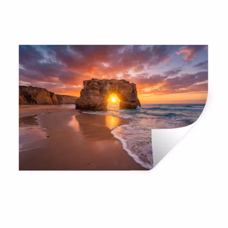Muursticker - Kust - Rots - Zonsondergang - Zee - Natuur — 1